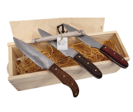 Inferno Craft - ročno kovan nož v lesenem zaboju